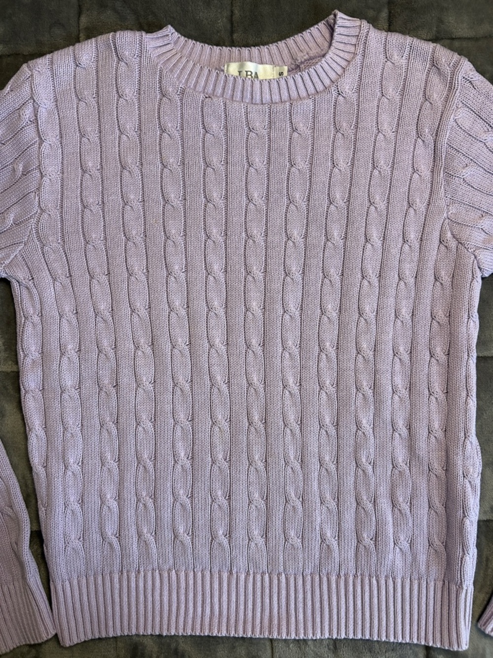 Lavender Cable-Knit Crew Sweater